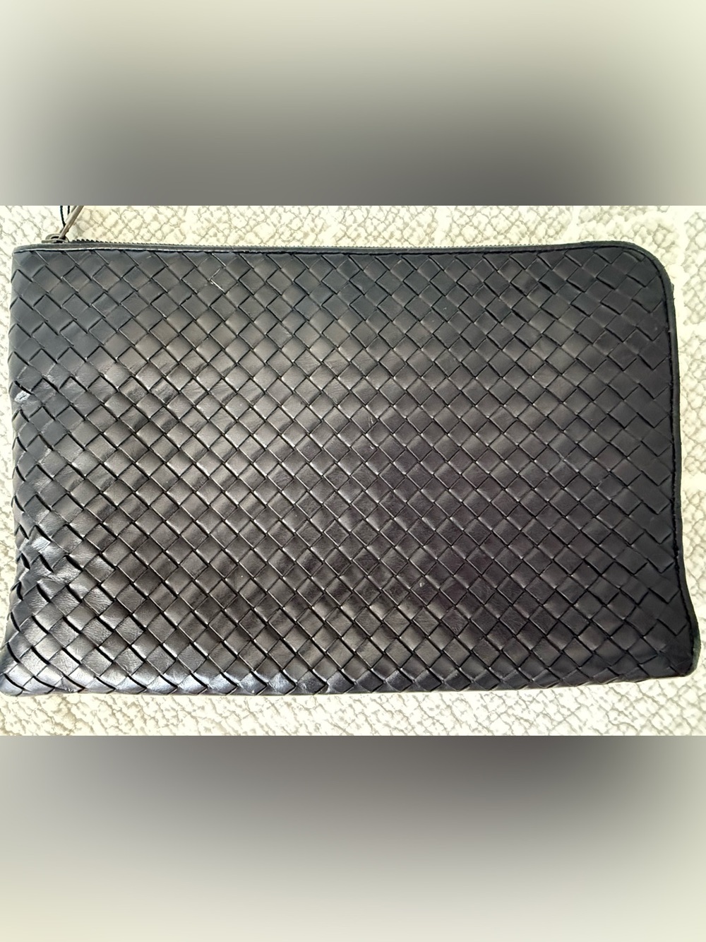 Bottega Veneta Intrecciato Leather Document Case/Portfolio Clutch in Black